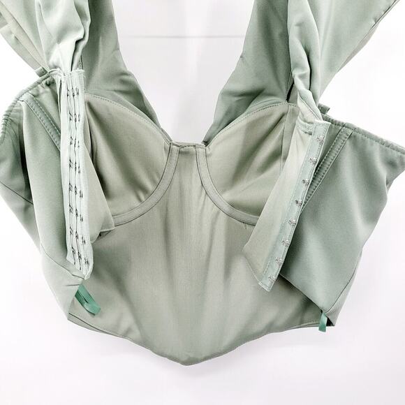 Windsor Mint Green Cropped Bustier Corset Off-the-Shoulder Top Women's Size M - Picture 3 of 5